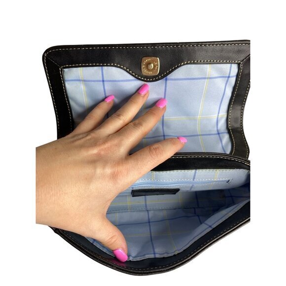 Y2K Liz Claiborne Black Mini‎ Shoulder Bag With Contrast Stitching - Picture 7 of 10